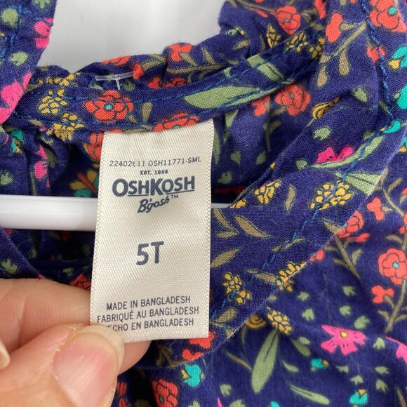 Osh Kosh Bgosh Dark Floral Peasant Cotton Top Girls Size 5 - Picture 6 of 9